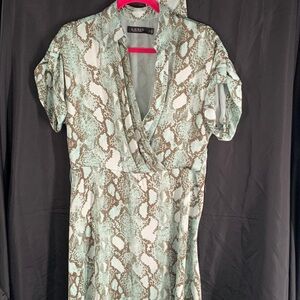 Ralph Lauren Green and Brown Snake Print Blouse